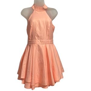 Lulus Size M Rehearsal Bright Peach Sleeveless Mini Skater Dress NWT